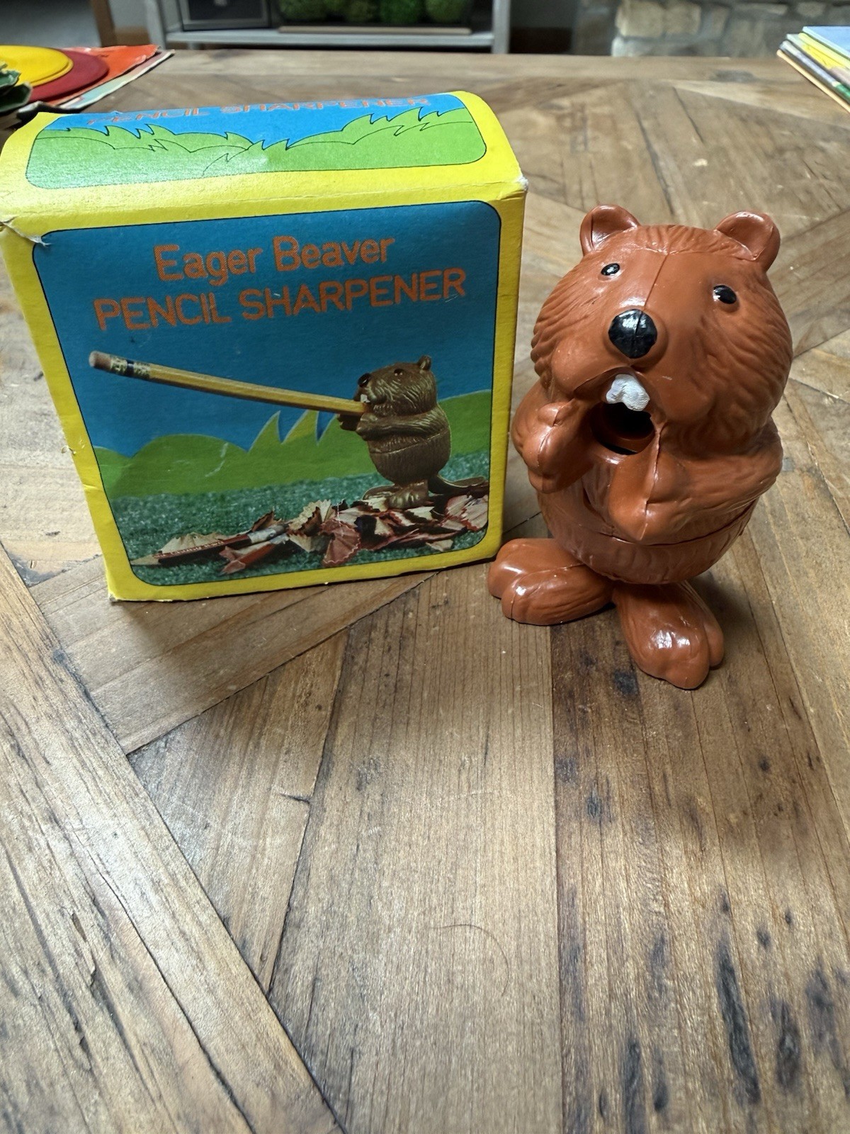 Eager Beaver Plastic Beaver Novelty Pencil Sharpener w/ Box, Made in Hong Kong