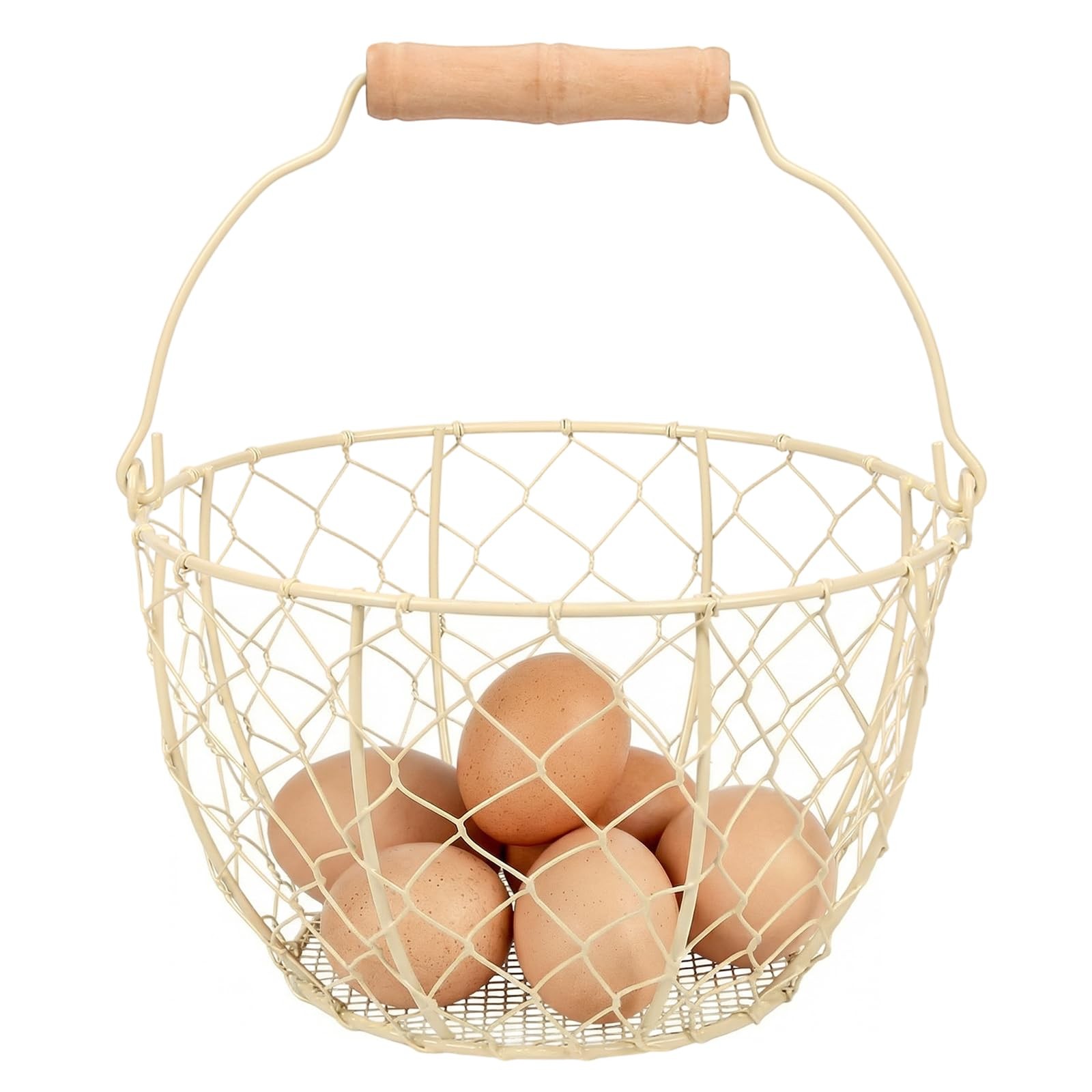 Egg Basket With Handle,Wire Egg Basket for Gathering Fresh Eggs, Round Egg Co...