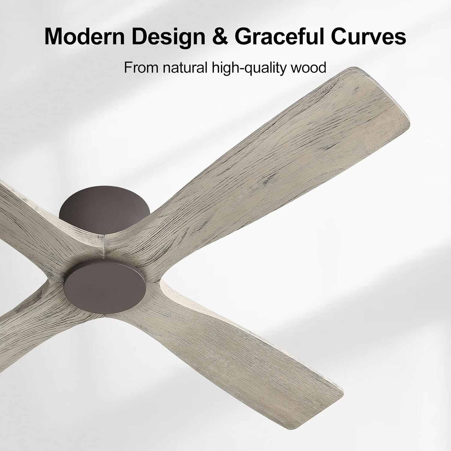 54" Ceiling Fan without Lights -Modern Low Profile Flush Mount Ceiling Fan, 6-Sp