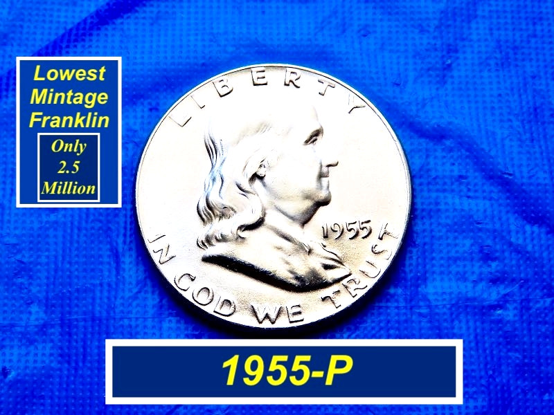 GEM  1955 Franklin  Half Dollar ➬ Lustrous "BU" Coin ➬ FBL ➬ Eye Candy ➬  155x