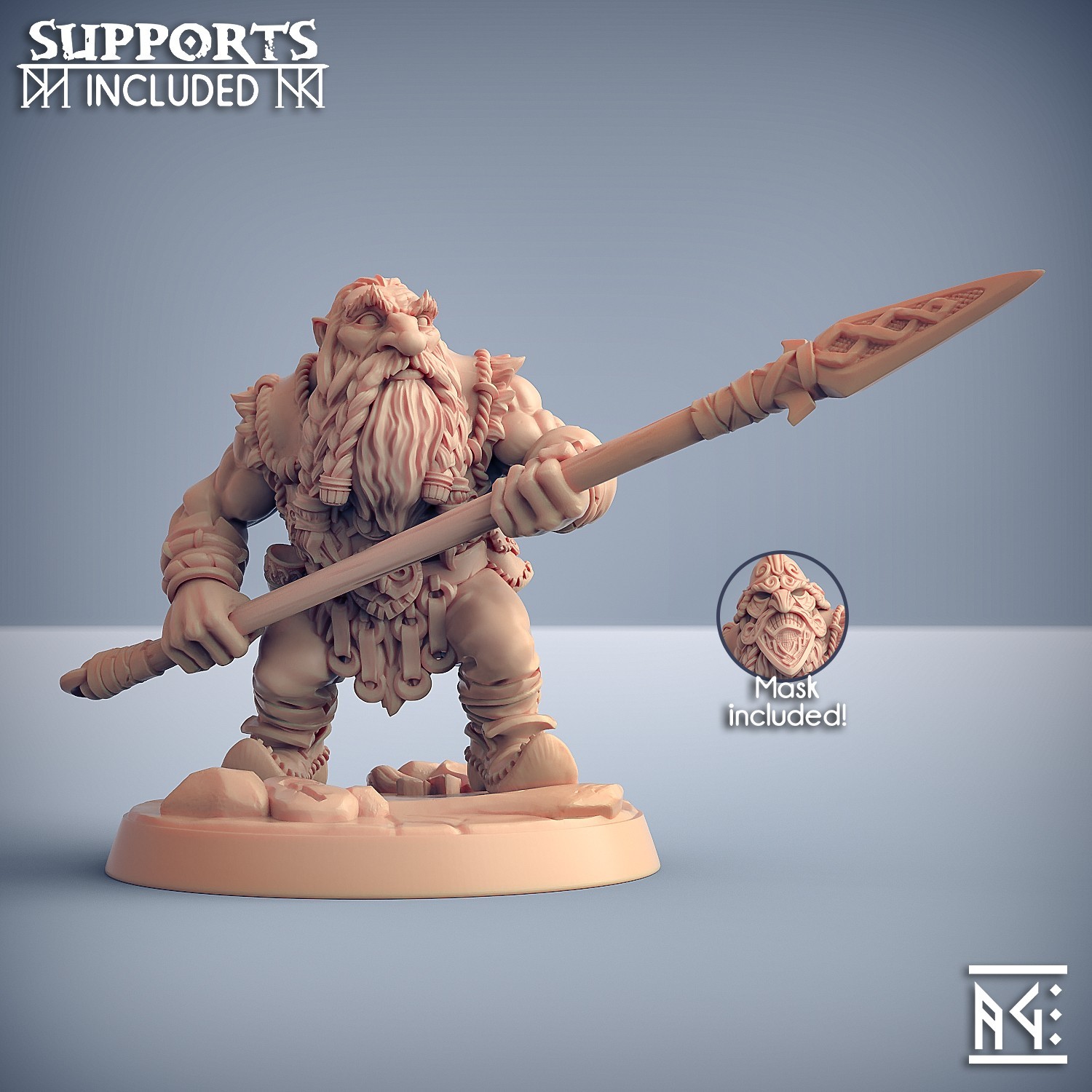 Dwarven Mountaineers B - Artisan Guild DnD Resin Miniature 30mm/75mm RPG