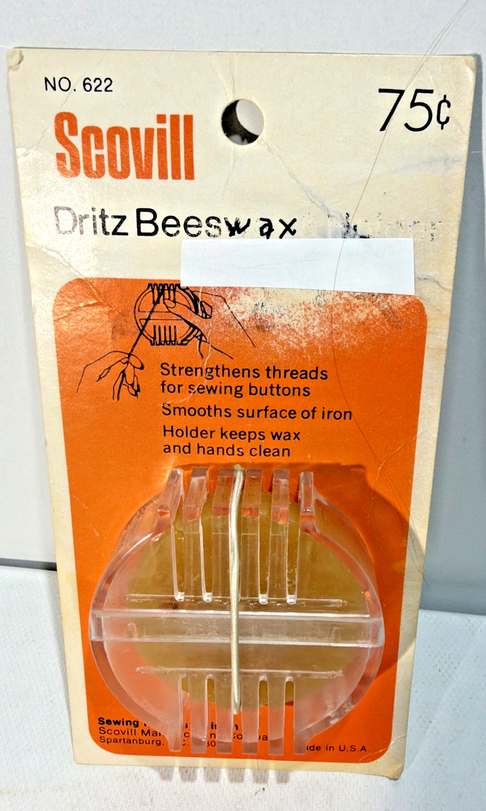 Vintage Scovill Dritz Beeswax No. 622 Made in USA