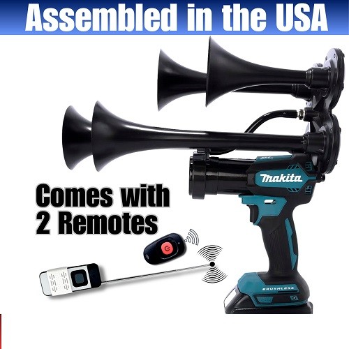 Makita 18 Volt Impact Drill Sports Boat Air Train Horn, Two Remotes Included