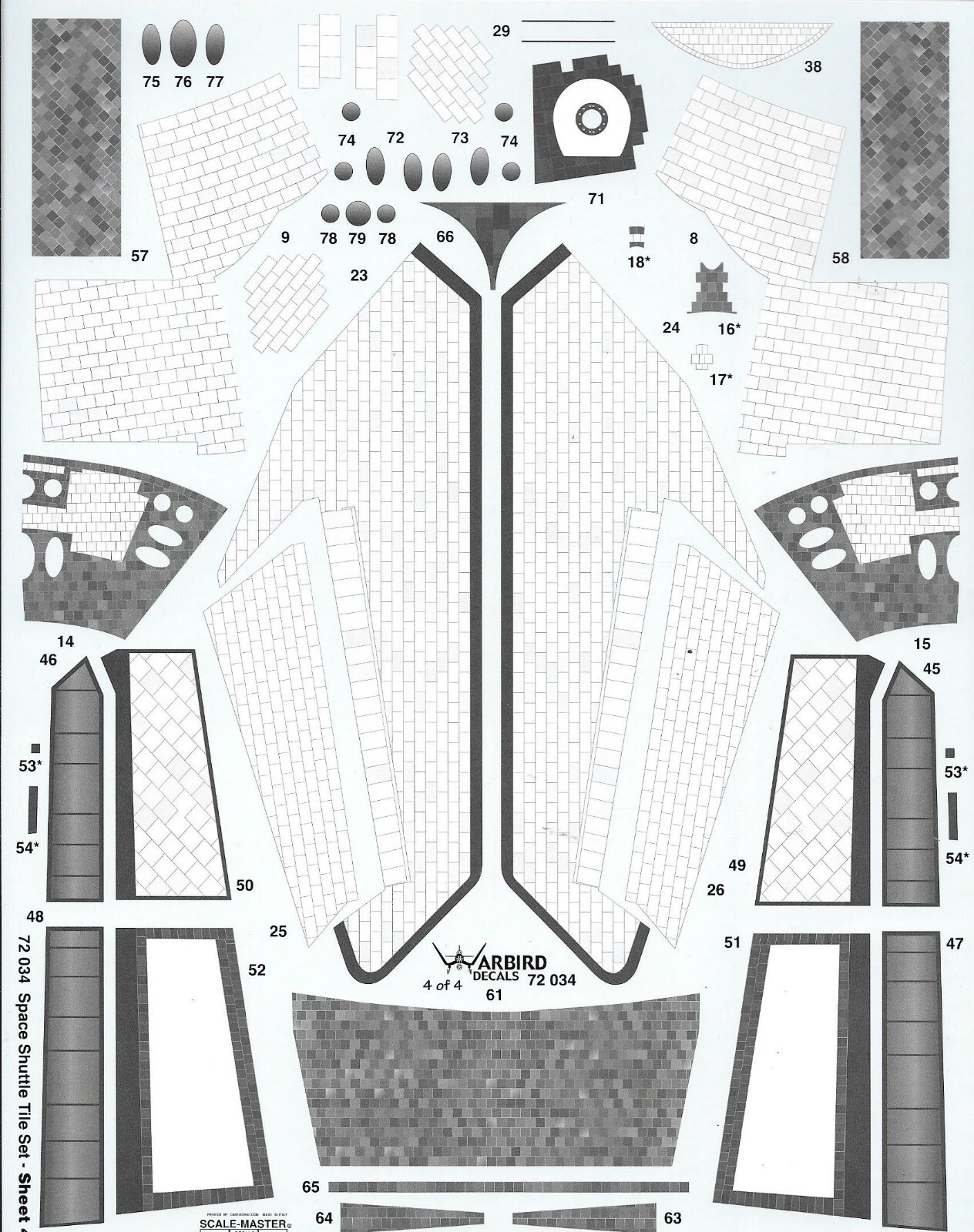 Restock!! Warbird Space Shuttle Tile Details, Decals 1/72 034 For Monogram Kit
