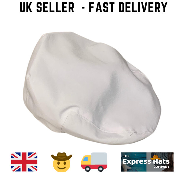 WHITE COTTON FLAT CAP (showerproof) bowls,golf .cricket.  FAST DELIVERY 🚚💨
