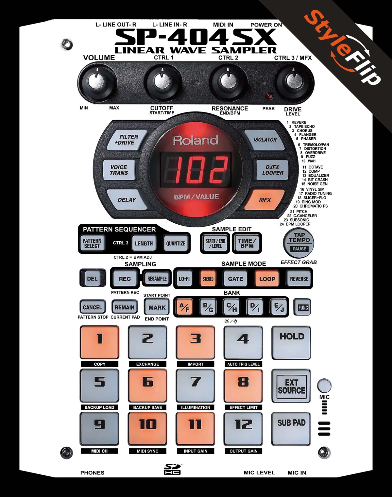 Roland SP - 404SX Skins | White | Protective Decal | StyleFlip Skins