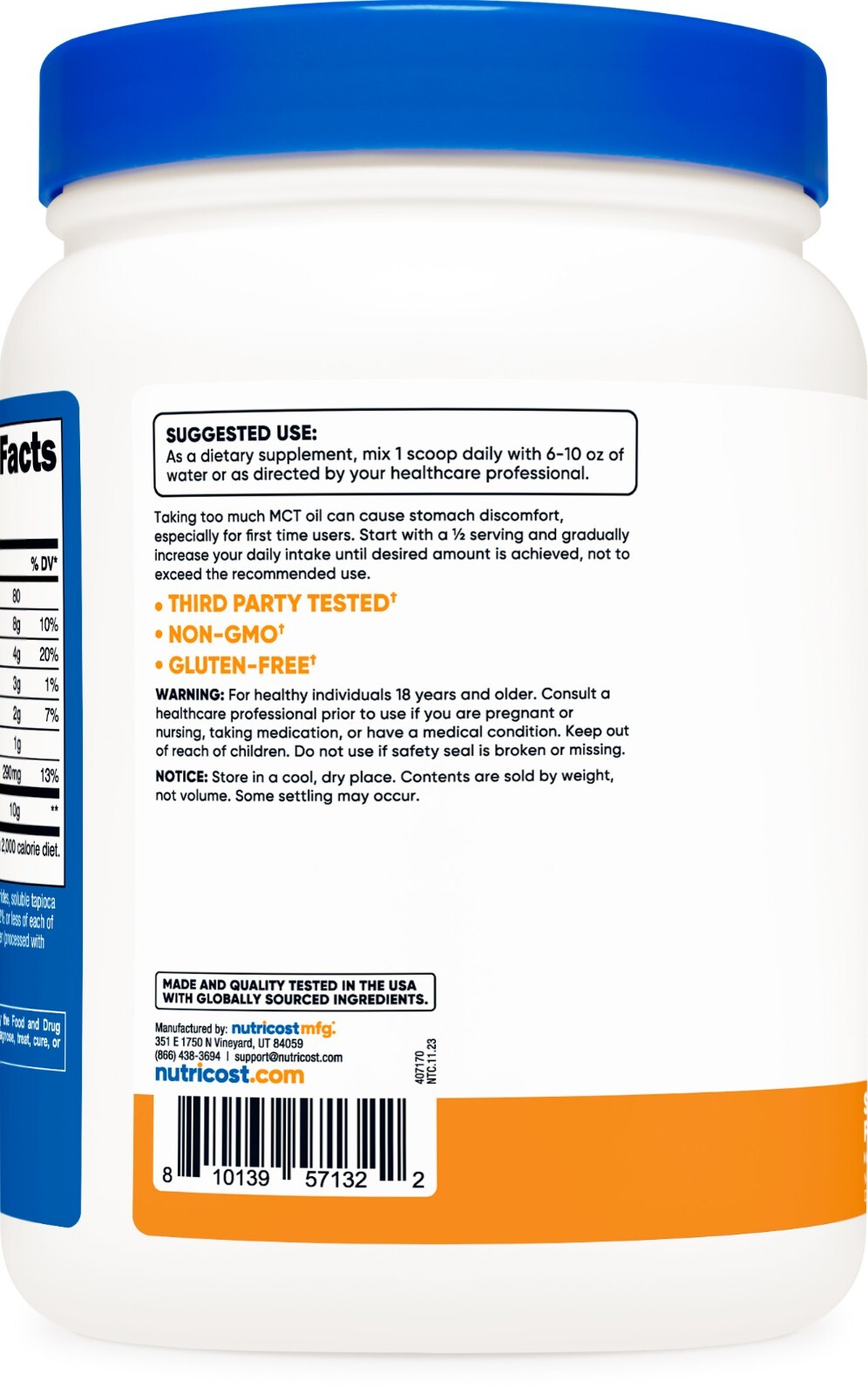 Nutricost Premium MCT Oil Powder (1 LB) (Salted Carmel) (36 Servings)