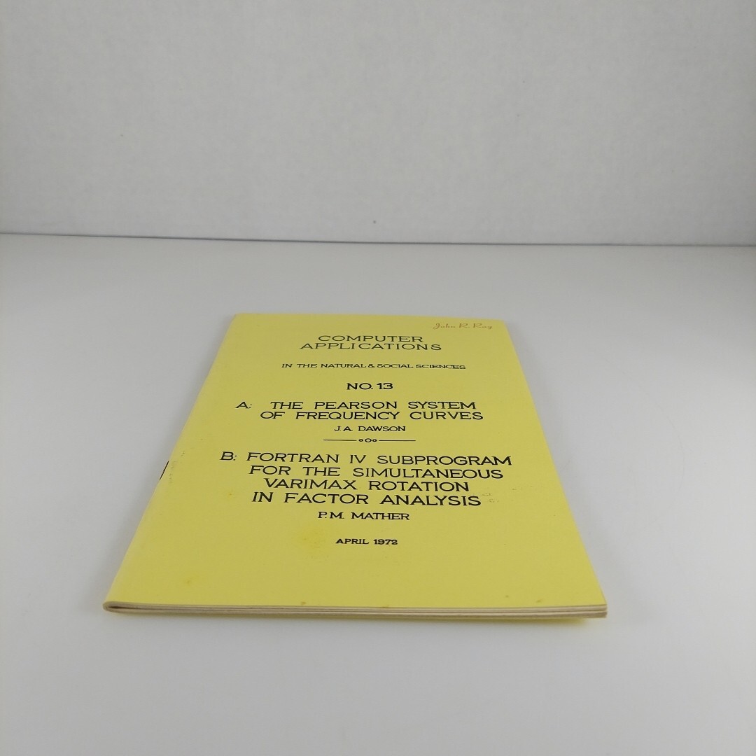 Computer Applications In The Natural & Social Sciences No 13 Pearson System