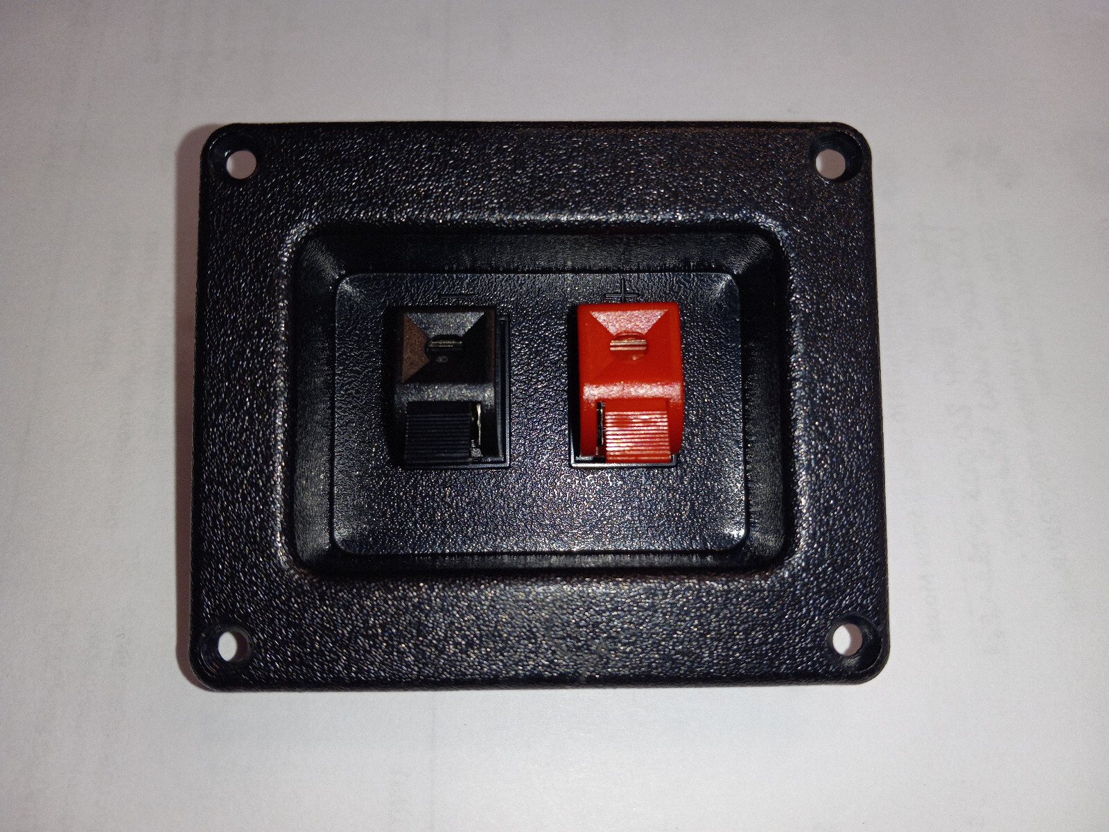 Recessed Push-Terminal Speaker Wire Connector Panel With Red & Black Terminals