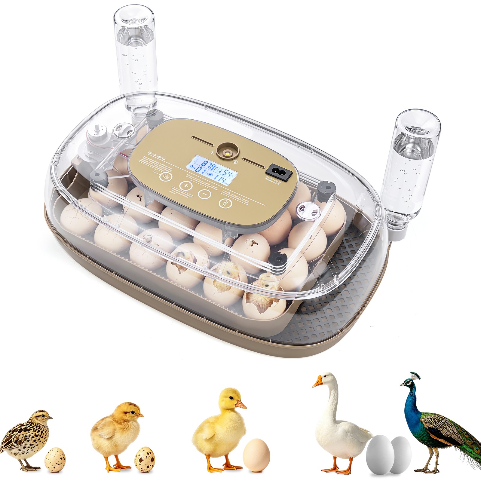 Incubator for Hatching Eggs, Automatic Egg Turner w/ Auto Water Refill, Air Vent