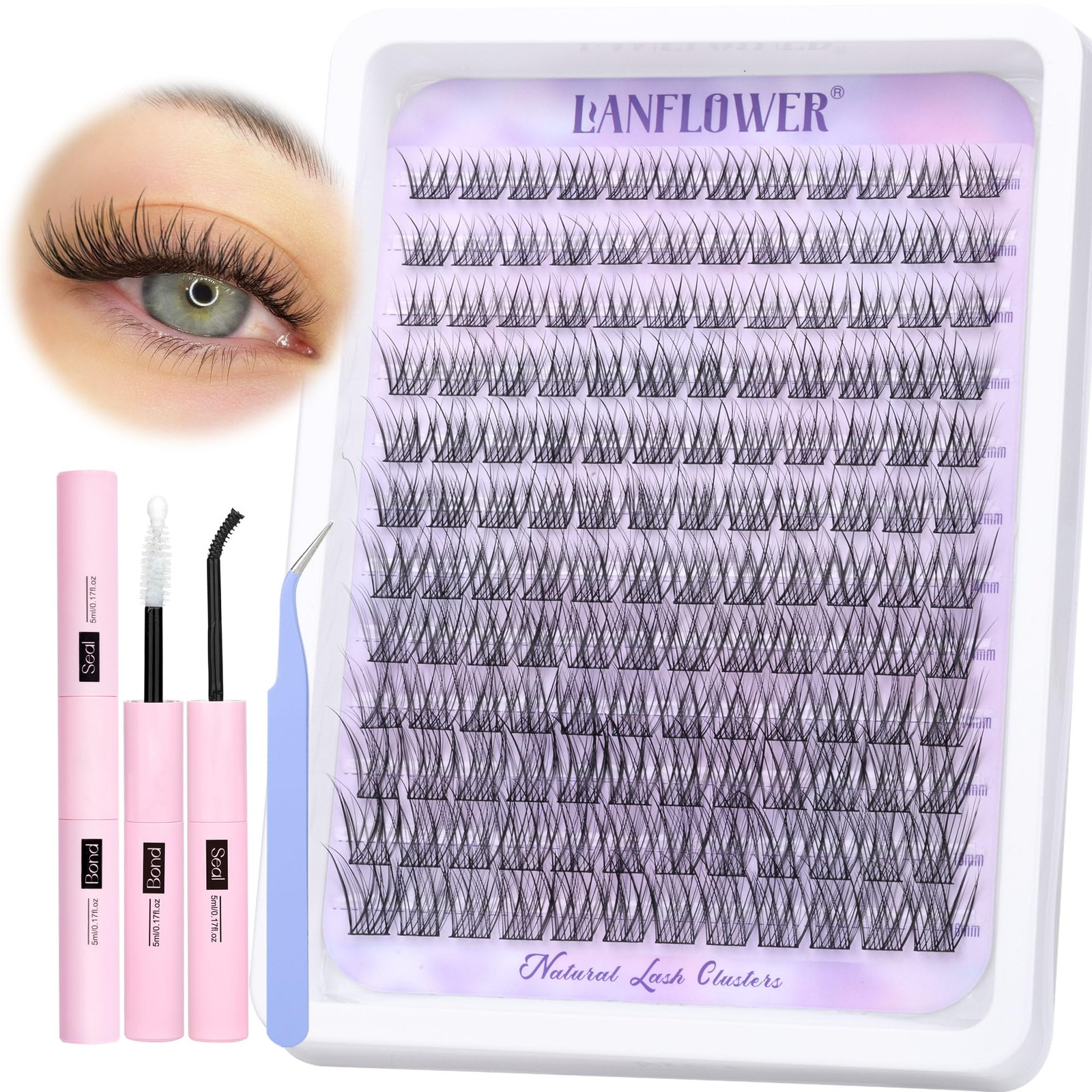 Natural Lash Clusters Kit Wispy Lash Extension Kit Waterproof Lash Clusters C...