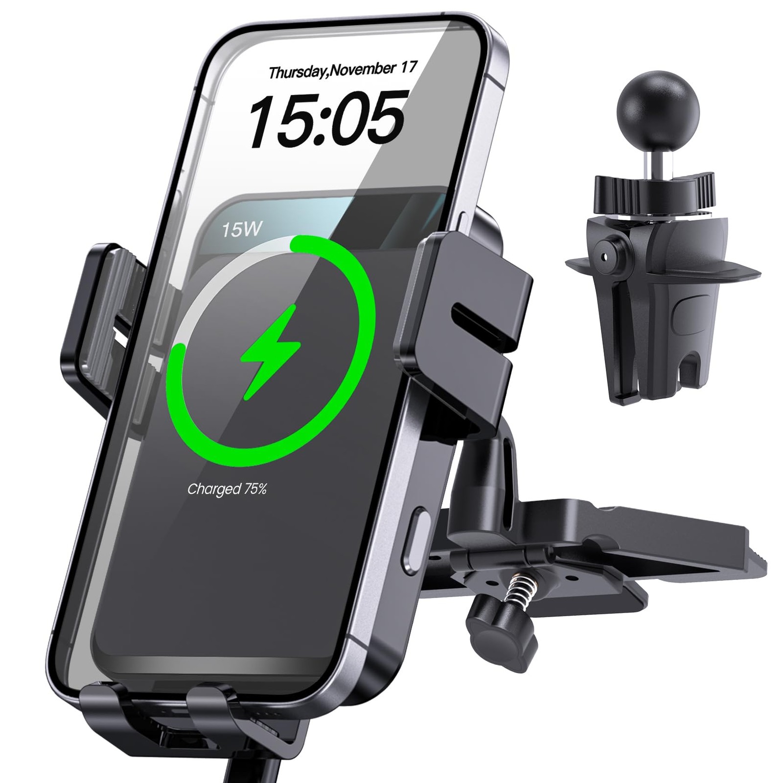Wireless Car Charger, Auto-Clamping Car Mount 15W/10W/7.5W Fast Charging CD S...