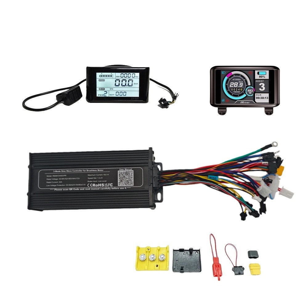 Ebike 36V 48V 52V 1500W 45A 3-Mode Sine Wave Controller EN06 SW900 UKC1 Display