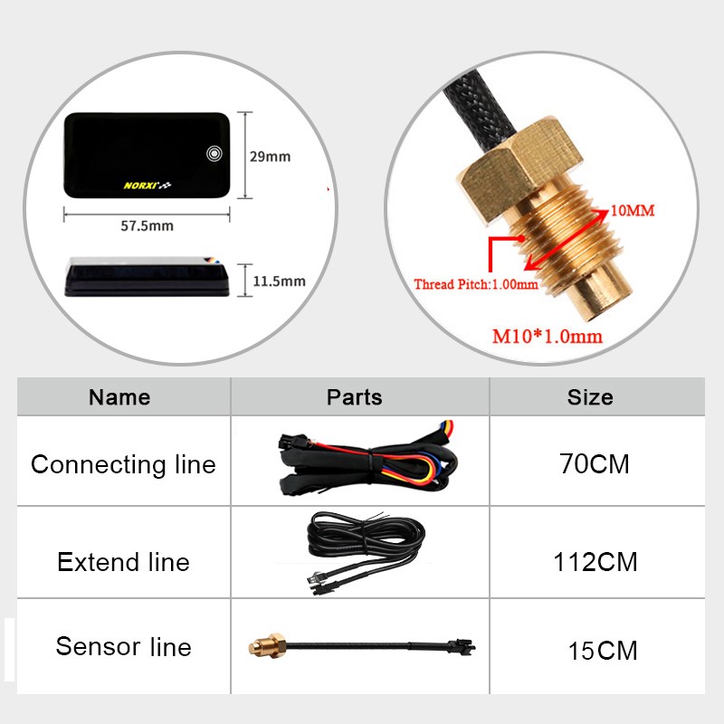 Motorcycle car etc.temperature Thermomete Voltage Time LED Display 3 in 1 Meter