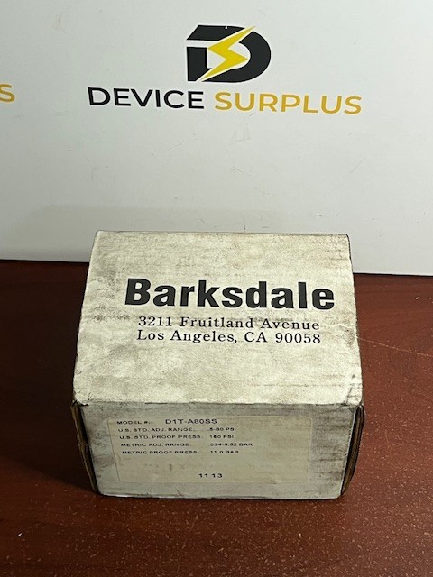 Barksdale Pressure Switch D1T-A80SS  Range 0.5-80 psi  / 0.304-5.52 Bar New