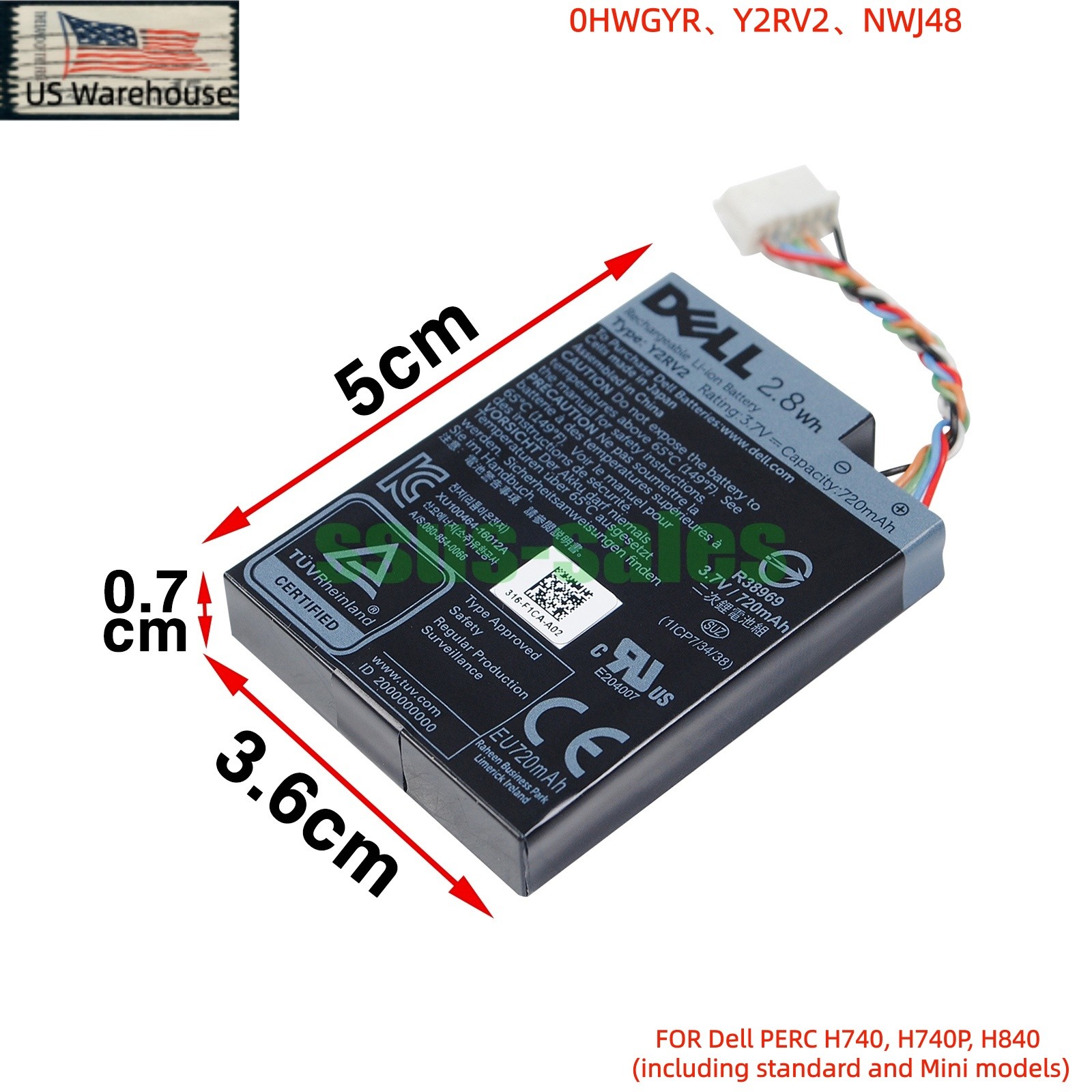 RAID Controller Battery HWGYR NWJ48 FOR DELL PERC H740 H740P H840 Controllers