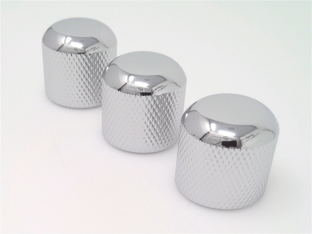 True Custom Shop® 3 Pack Brass Chrome Dome Knobs w/h Set Screw for Fender P Bass