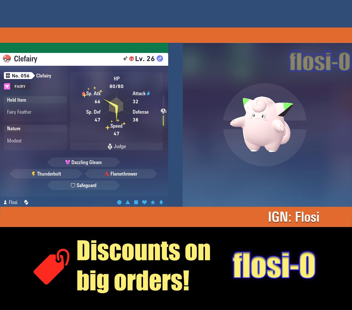 6IV Shiny Clefairy Pokemon Legends ZA (Legends Z-A)