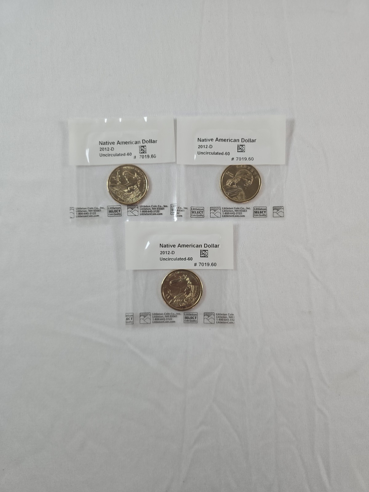 Lot of 3 2012-D Native American Sacagawea $1 Dollars Littleton UNC-60