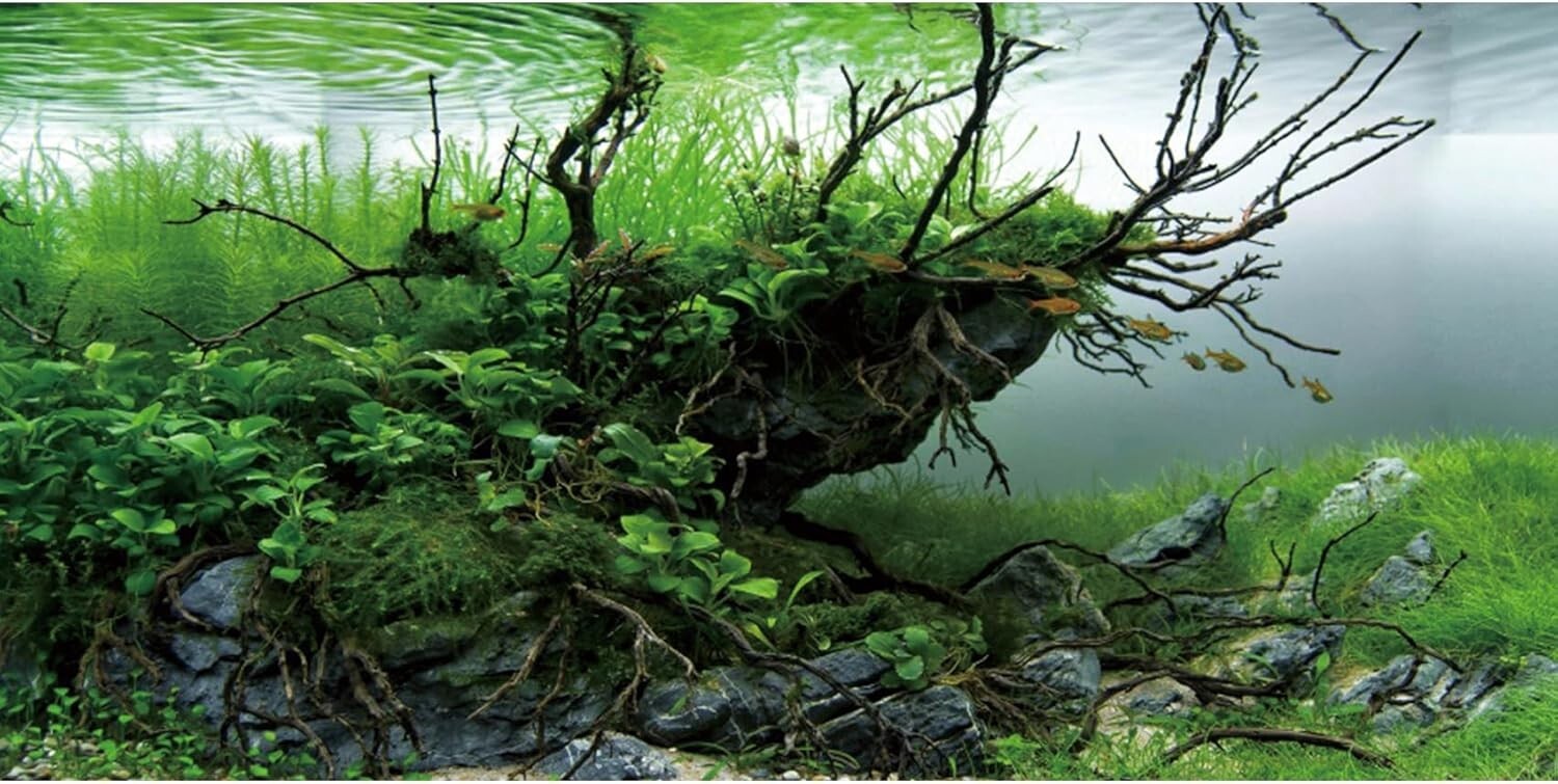 48x18 inches Branches Fish Tank Background Seaweed Aquarium Background River Bed