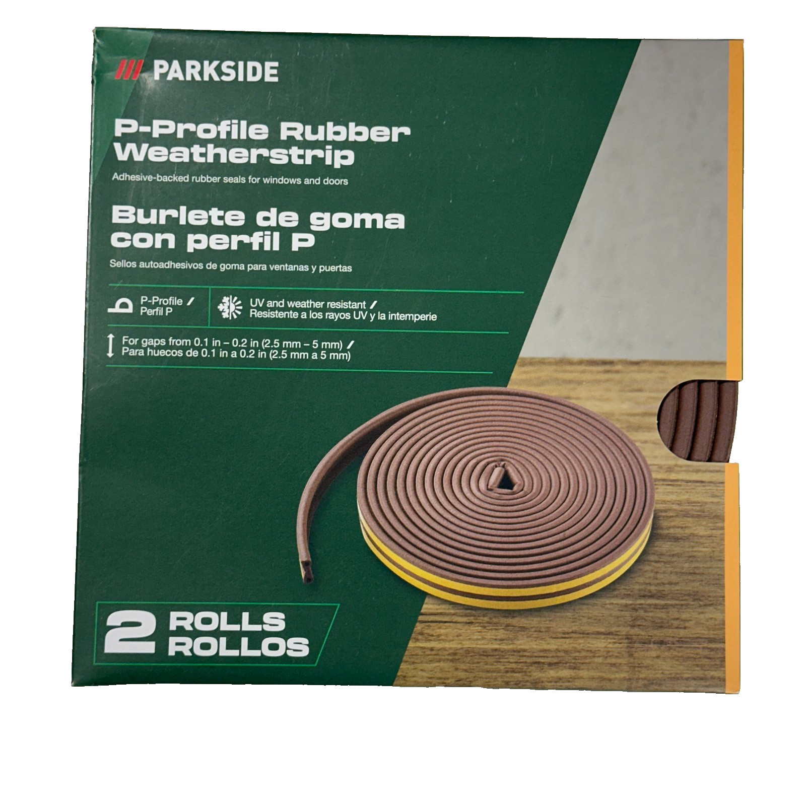 Parkside P-Profile Rubber Weatherstrip - 2 Rolls 32.8ft Total - Window/Door Seal