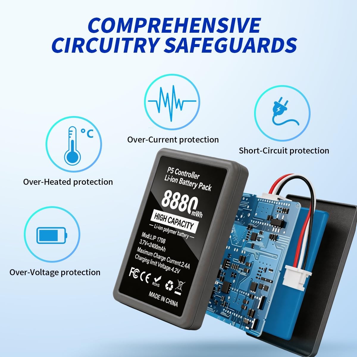 2-Pack 8880mWh PS5 Controller Battery Replacement High Capacity – Compatible ...