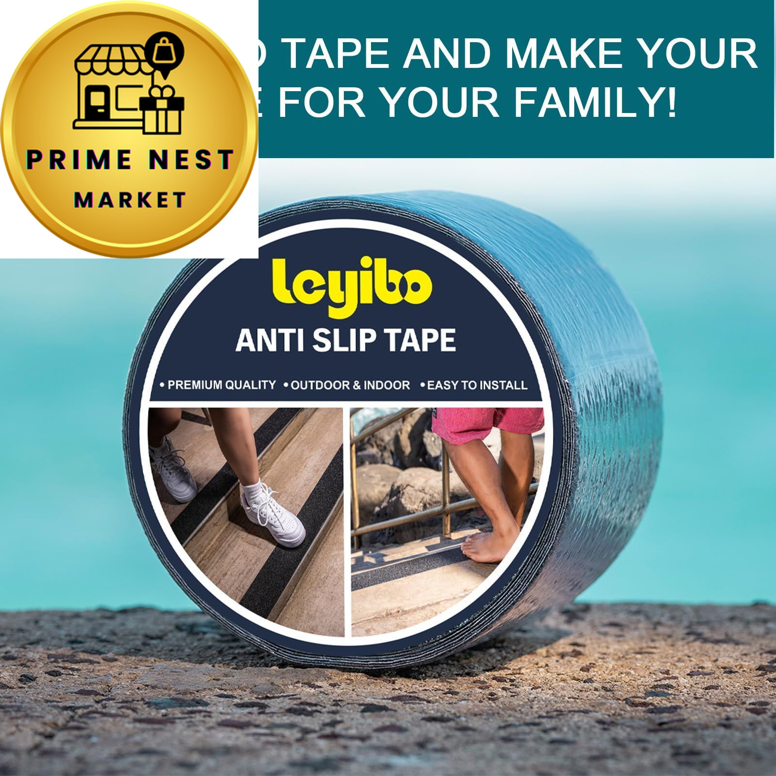 Leyibo Anti Slip Tape, 4 Inch x 42 Ft Grip Tape for Stairs 4" x 42', Black