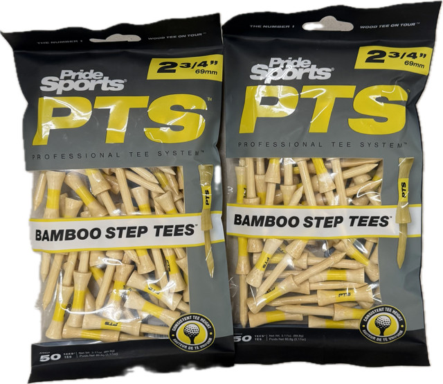 Pride PTS 2.75" Step Golf Tees - 50 PackNatural (Yellow Stripe) 2 PACKS
