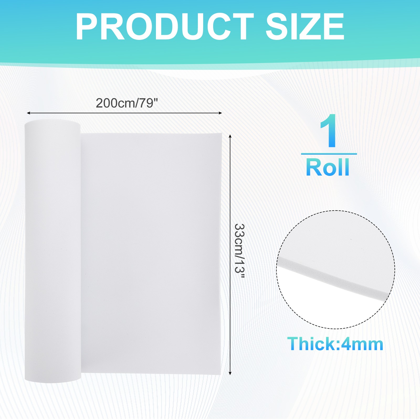 High Density EVA Foam Sheets 4mm Thick, 79x13" for Cosplay DIY, 1 Roll, White