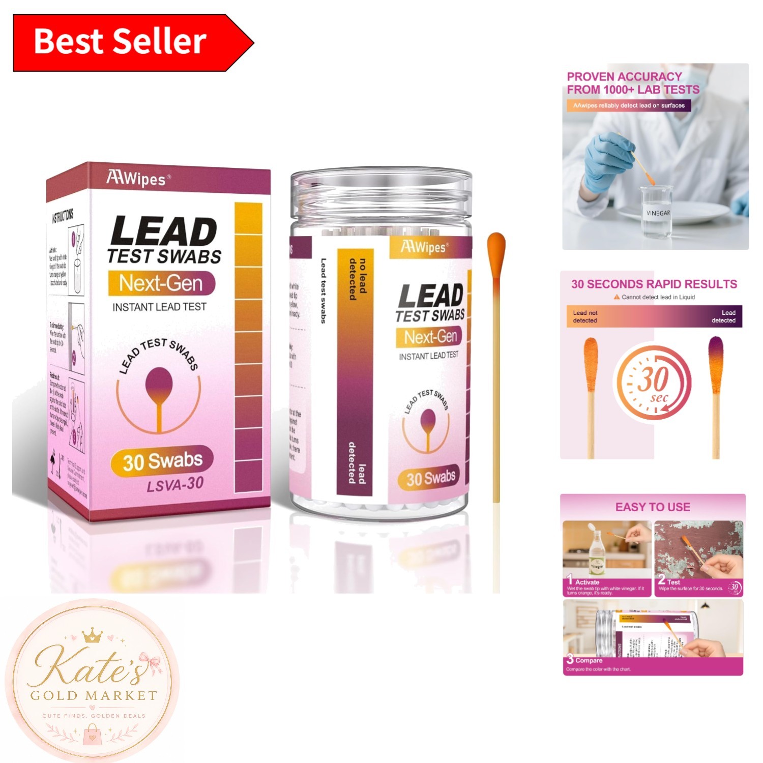 Scientifically Enhanced Lead  Kit - 30 Fast Swabs for Family Safety at Home