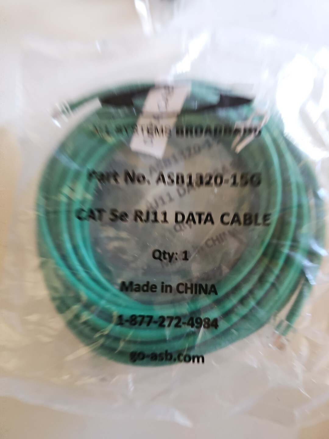 Lot of 2  - SYSTWM BROAD BAND 11 RJ12 CAT5e Green DSL Cable