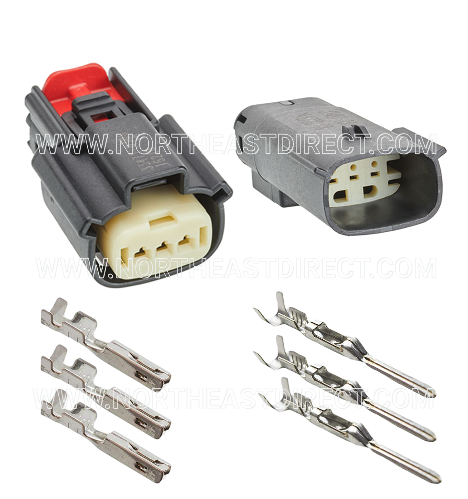 Molex 3 Pin Wire Connector, Harley BLACK Waterproof, Sealed Kit, MX150 with CPA