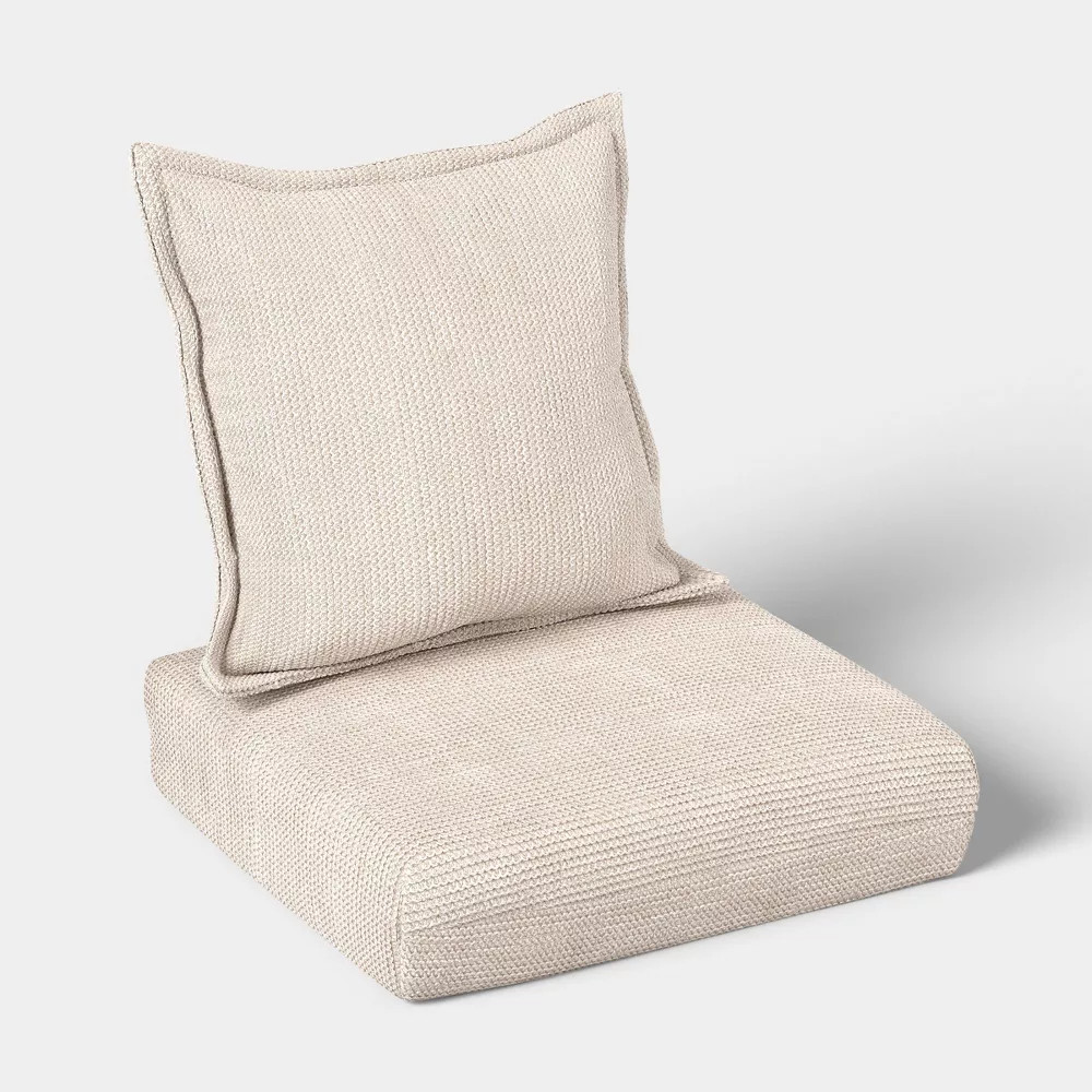 2pc Natural Weave Deep Seat Outdoor Cushion Set Ivory - Threshold