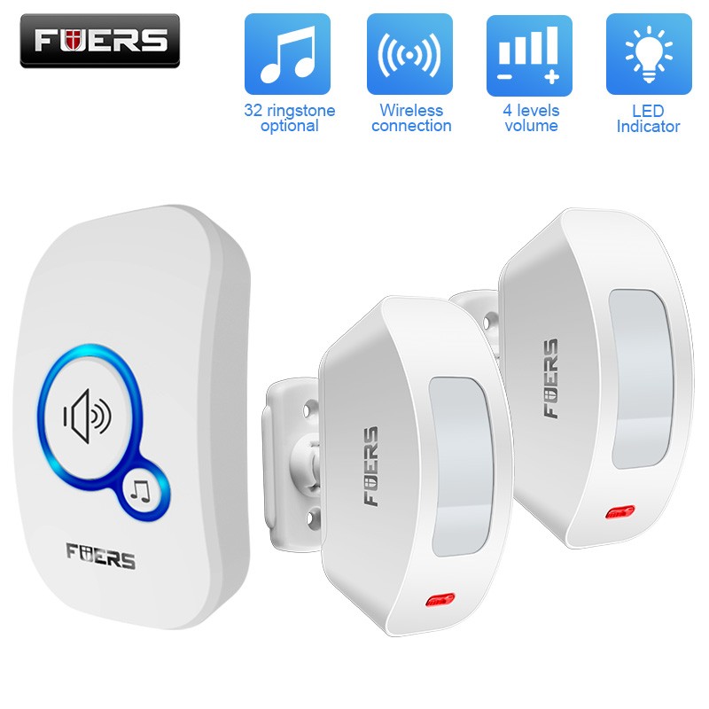 Home Security Wireless Outdoor Driveway Alarm Doorbell 2 Motion Sensor Detector