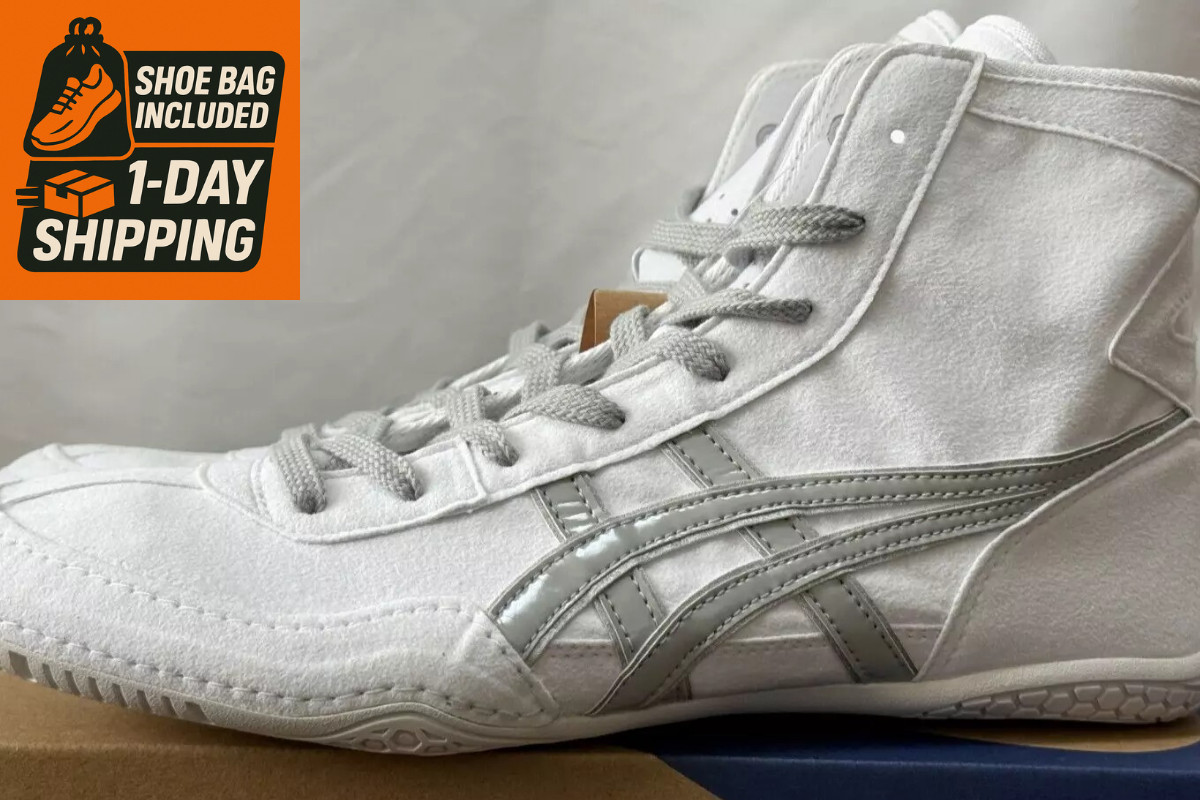 [Shoe bag] Asics Wrestling Shoes EX-EO 1083A001 White x Gray x Silver
