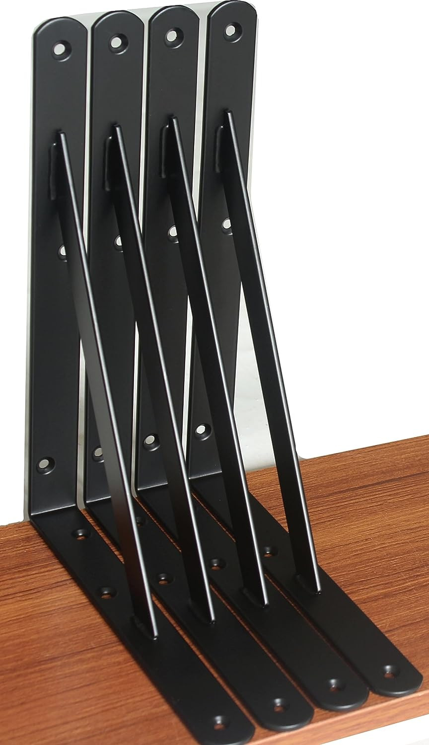 4 Pack L11 X H 8" Black Heavy Duty Shelf Brackets with Screws Metal Shelf Bracke