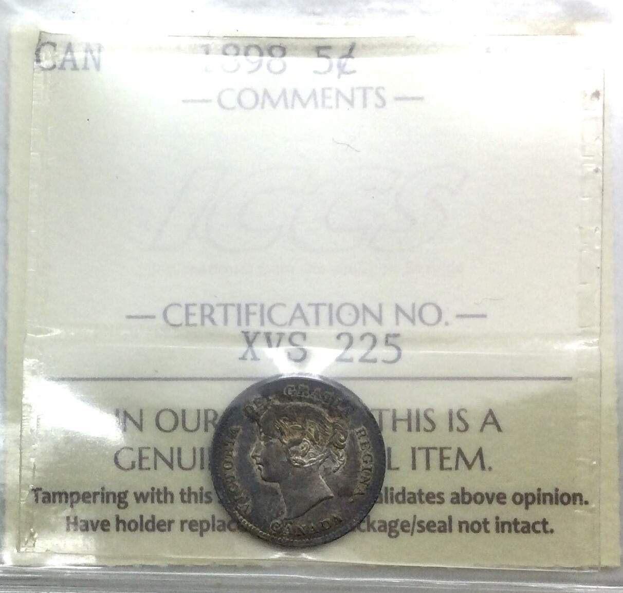 Canada 1898 5 Cents Silver Grade ICCS AU50 Pleasing Lustre Nice Light Tone
