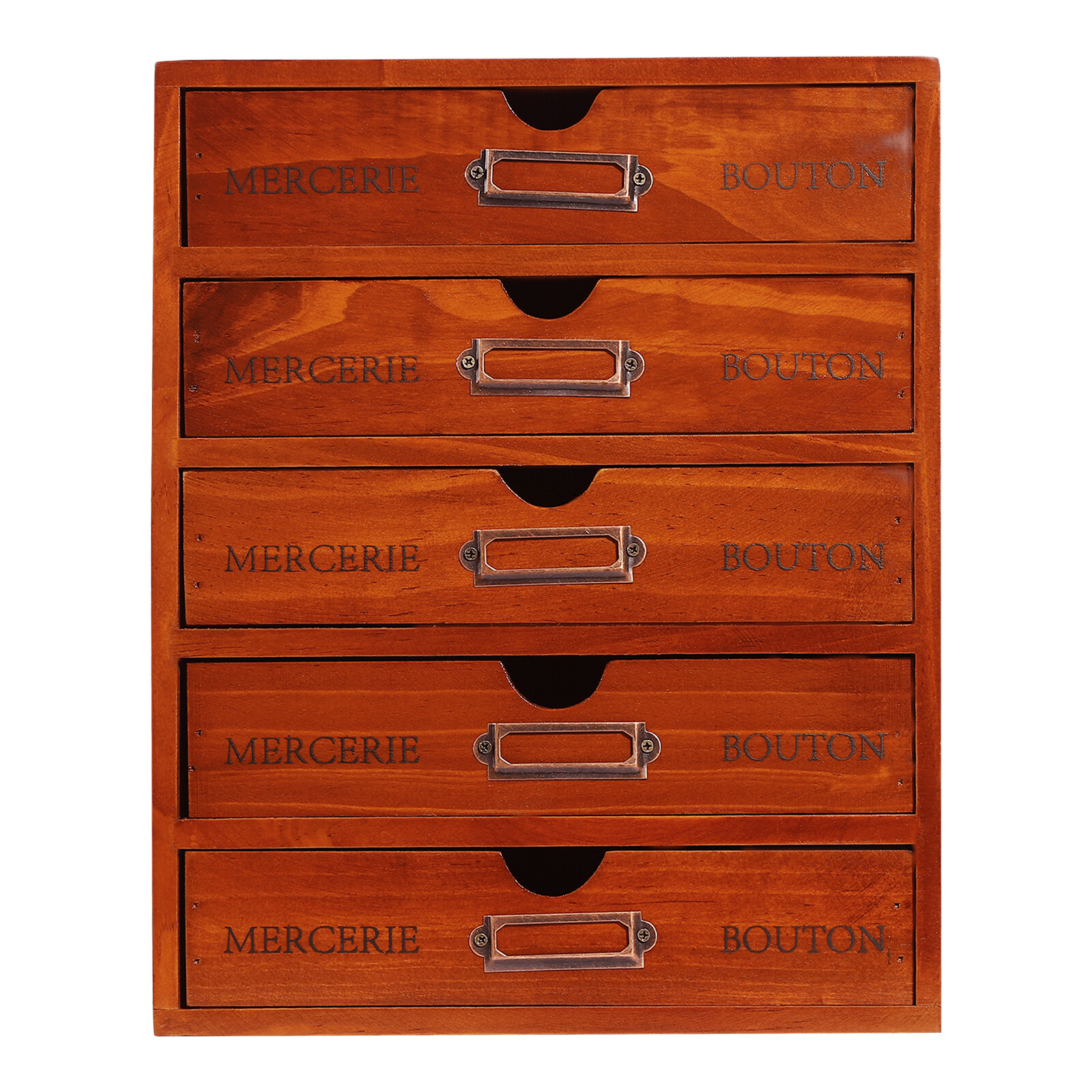 5 PCS Wooden Desktop Organizers Retro Rectangular Storage Drawers For Tabletop
