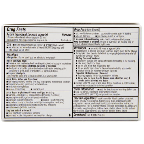 Quality Choice Omeprazole Delayed Release Acid Reducer 20Mg 42 Tabs Each
