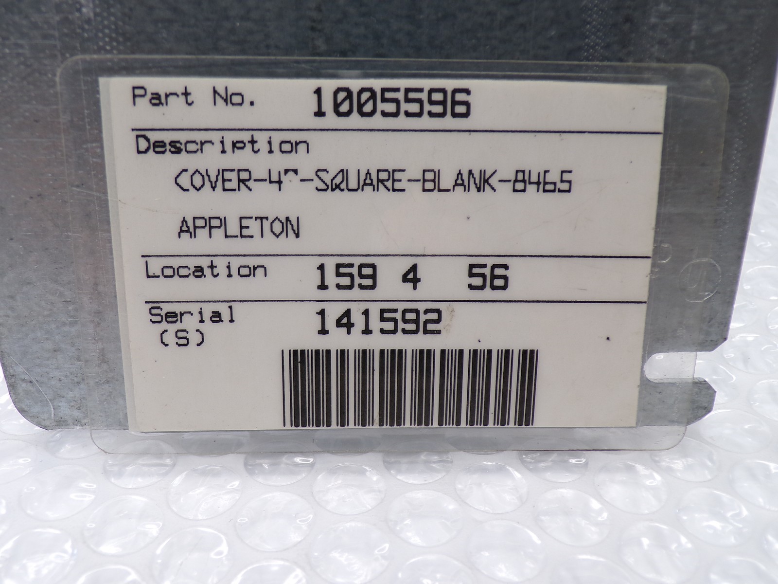 APPLETON 4"-SQUARE-BLANK-8465 COVER NSNP