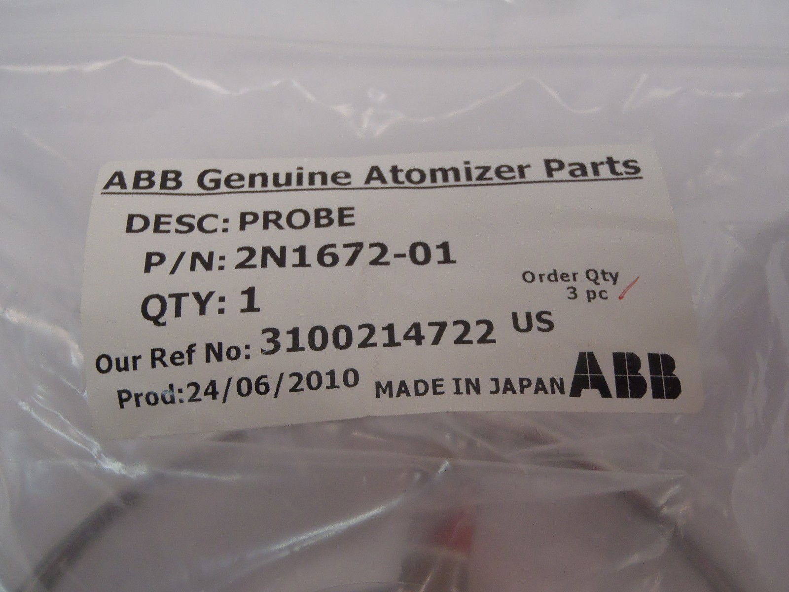 ABB 2N1672-01 Probe 150mm For Robobel 926