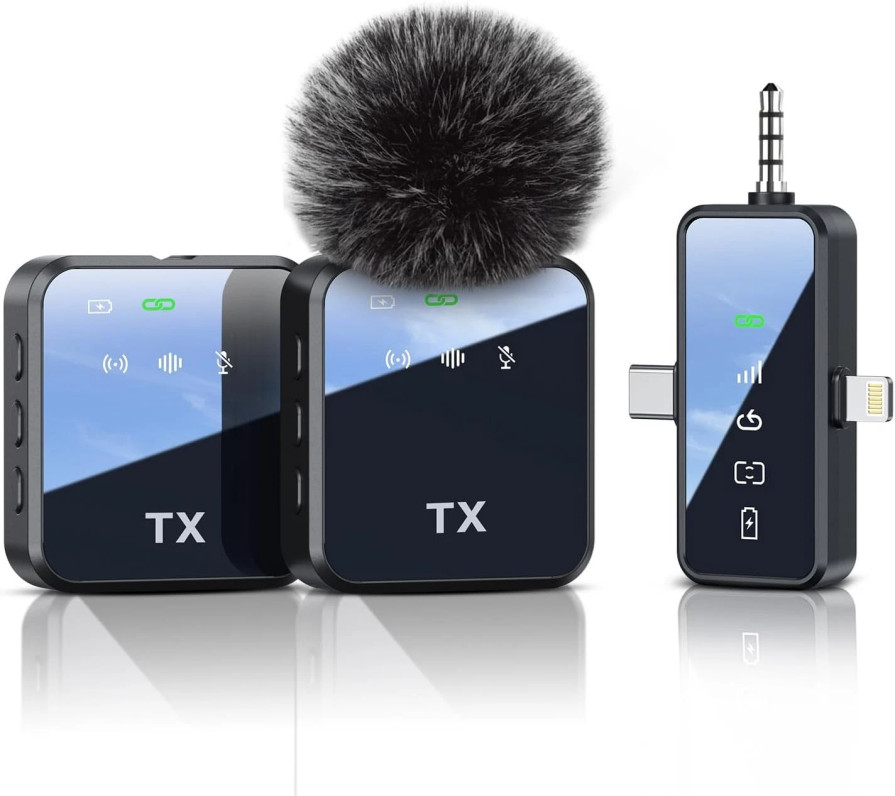 3 in 1 Mini Microphone for iPhone/Android/Camera, Wireless Lavalier Microphone*