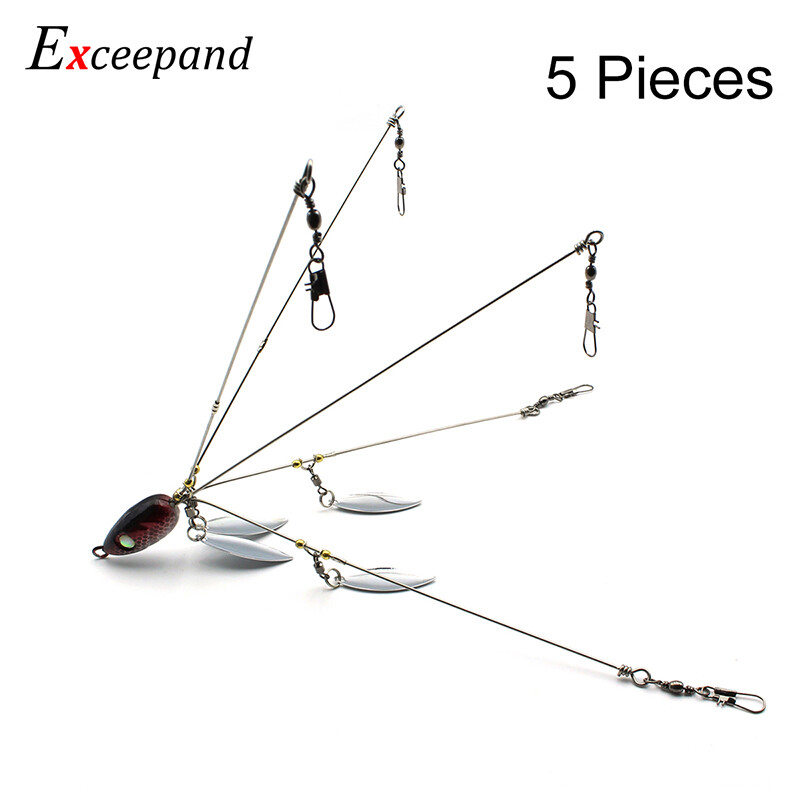 5 Count Umbrella Alabama Rig Fishing Lure Strong Wire 5 Arms 4 Blades  Bass Bait