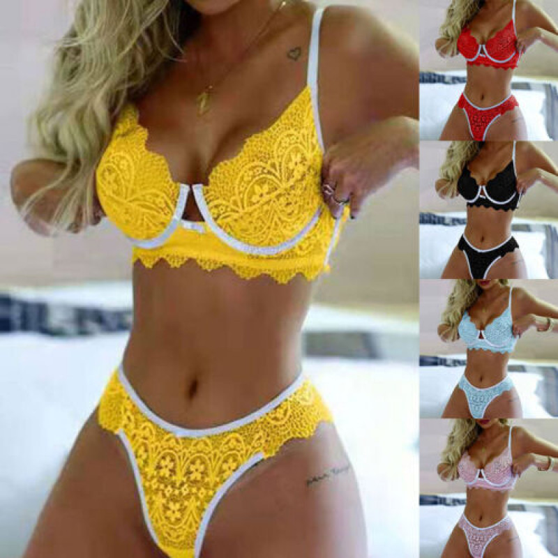 Bra And Panty Set Push Up Lace Sexy Lingerie Women Transparent Brief Bra Sets