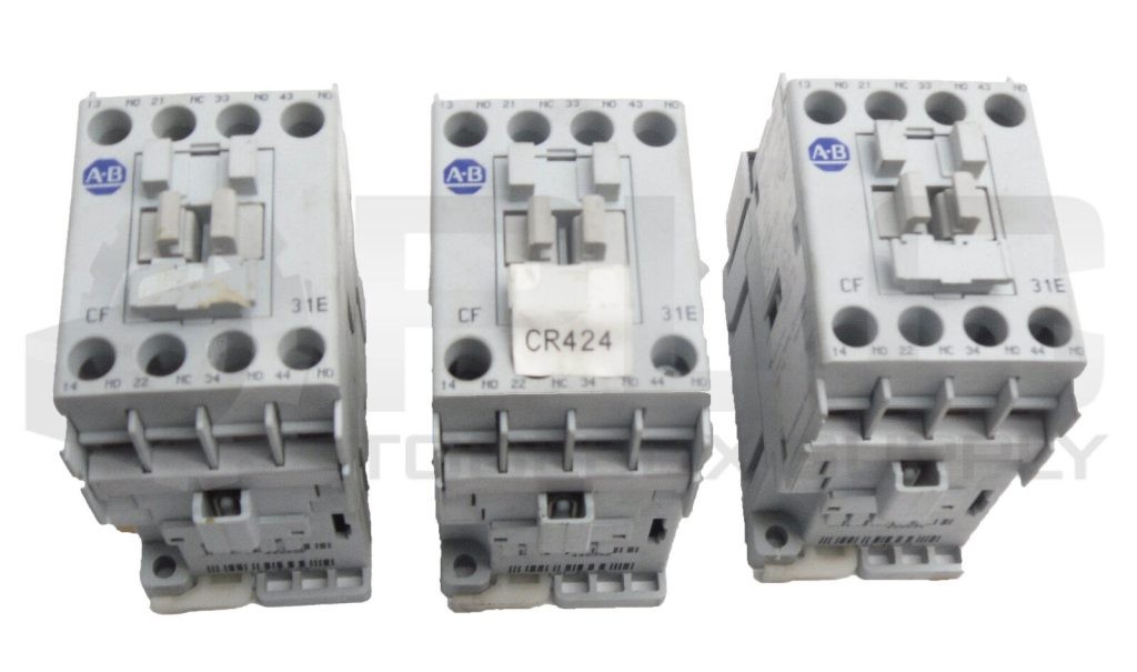 LOT OF 3 ALLEN BRADLEY 700-CF310* /A CONTROL RELAY W/ 100-FSC280 /A SUPPRESSOR