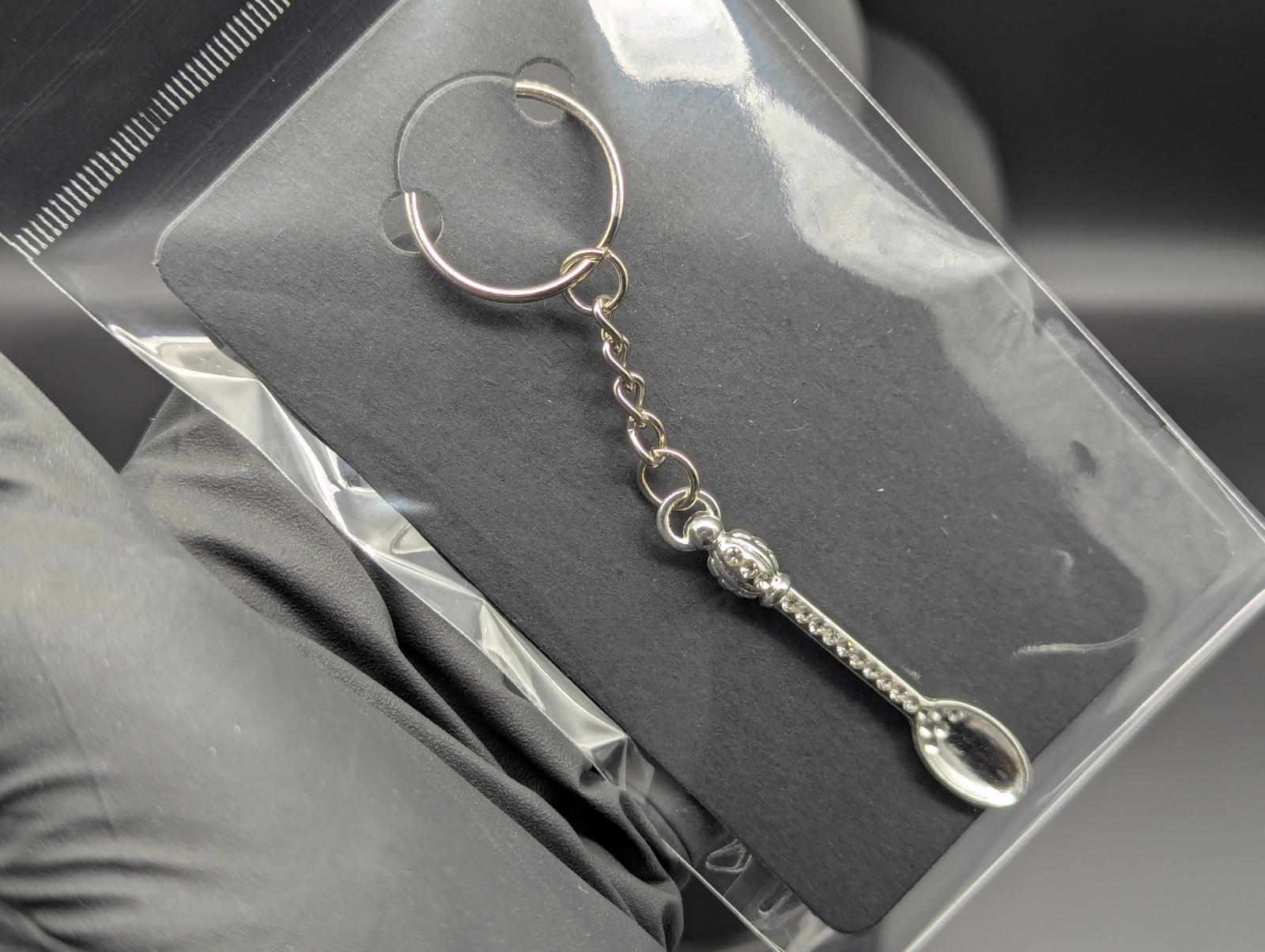 Chrome Bling Mini Party Big Bump Spoon Keychain Keyring Accessory