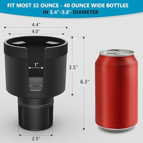 2 Pack Car Cup Holder Expander with Offset Adjustable Base, Medium*2 Black