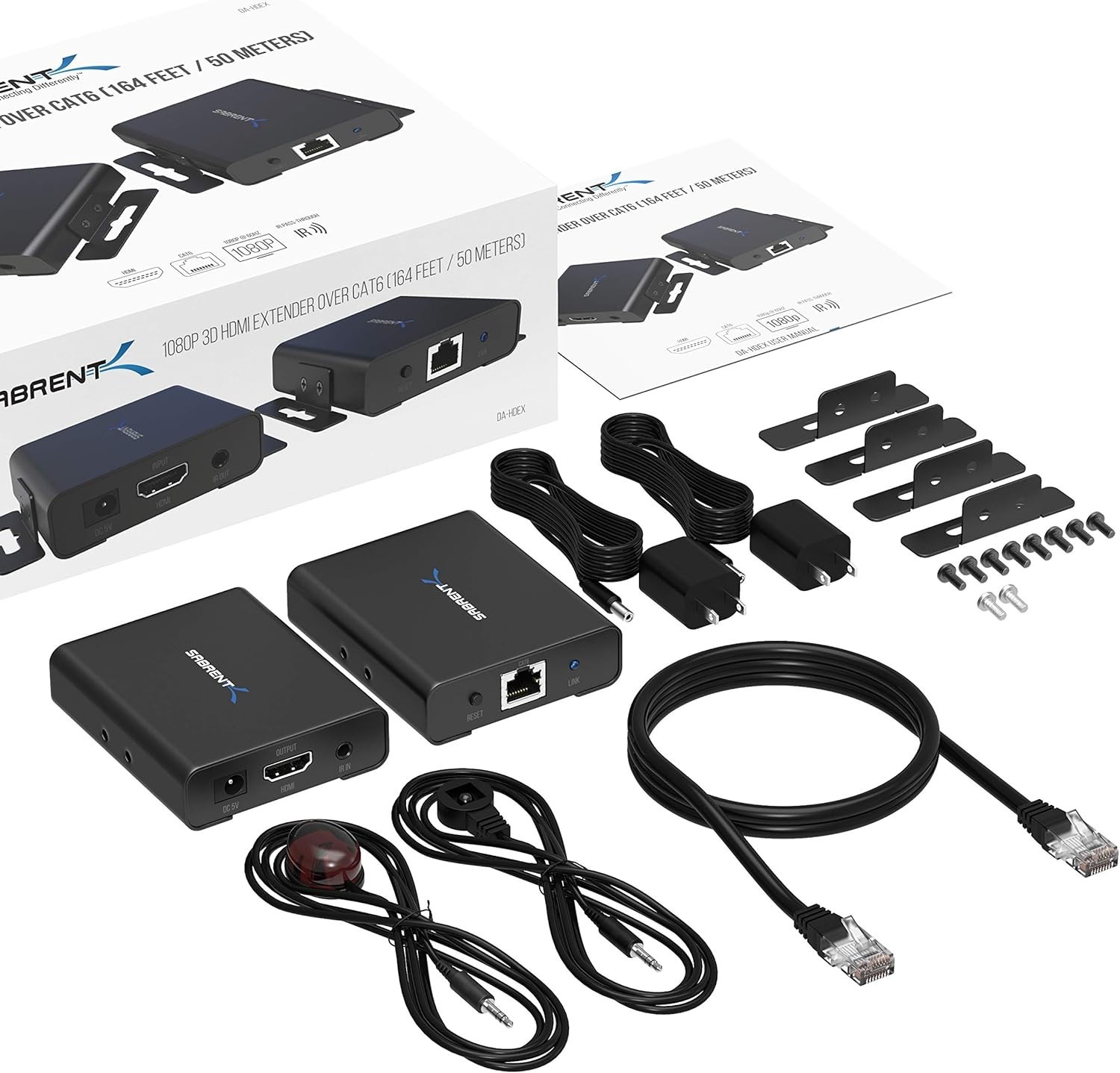 SABRENT 1080P 60Hz 3D HDMI Extndr 164 Ft Ovr RJ45 Connect CAT6/6A/7 HDMI DA-HDEX