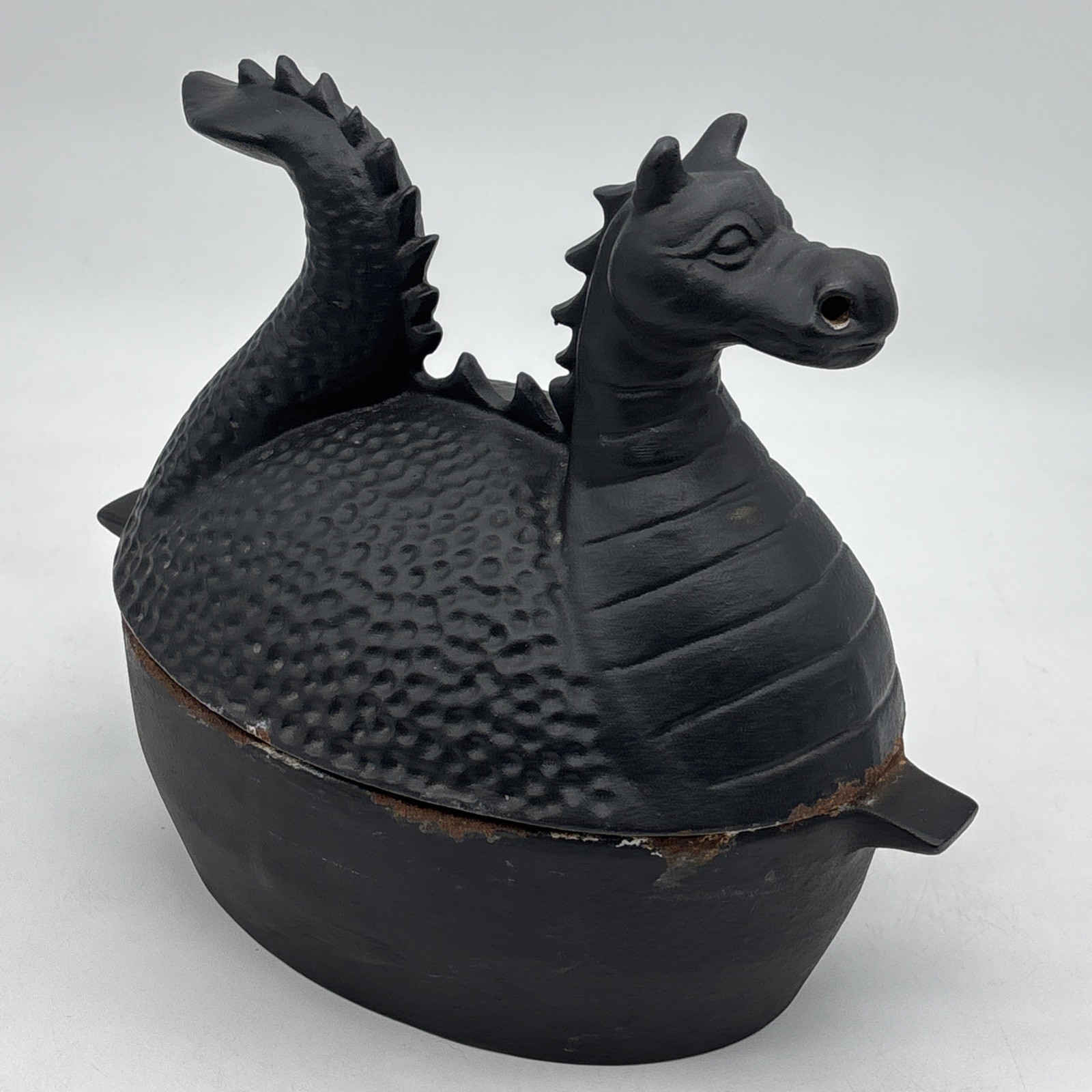 Cast Iron Dragon Steamer Humidifier Diffuser For Wood Stove Or Fireplace - Rusty