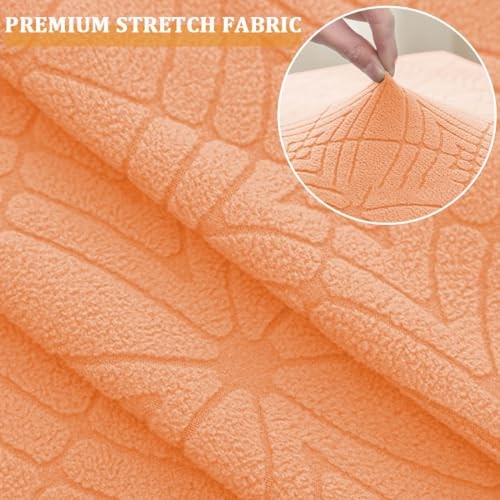 Ottoman Cover Square Stretch Soft Folding Storage Ottoman Cover Medium Orange
